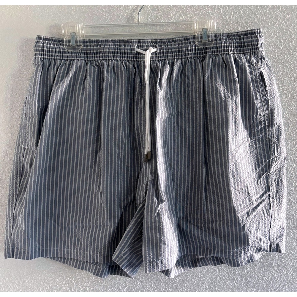 Brooks Brothers Swim Trunks Mens XL Blue Stripe Mesh Preppy Beach Coastal 5"‎